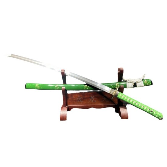 katana 327 Green Carp Damascus steel real sword ture Ready to fighting katana for sale