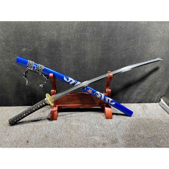 katana 312 Blue Dragon Three-piece composite steel real sword ture Ready to fighting katana for sale