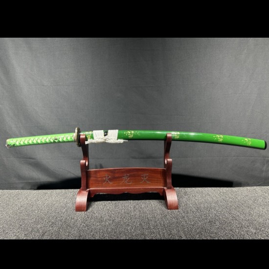 katana 327 Green Carp Damascus steel real sword ture Ready to fighting katana for sale