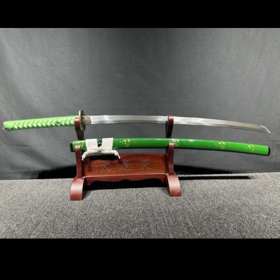 katana 327 Green Carp Damascus steel real sword ture Ready to fighting katana for sale