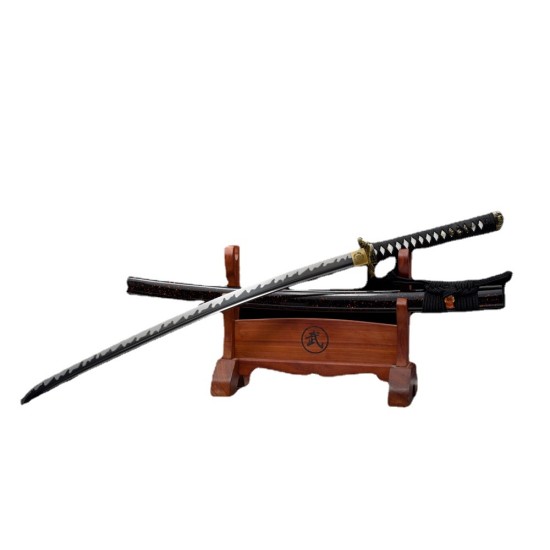 katana 391 Longquan City Sword and Manganese Steel for Forging Black Pushing Millets Polying Baiyao Double Line Flame Pattern Command 376-432