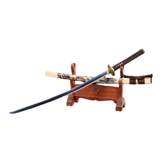 katana 399 Longquan City Sword Hundred Refine Tattipure Forging Copper Basic Blue Japanese Research Sword Command Knife 376-432