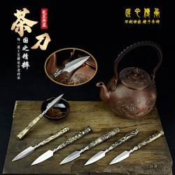 Longquan tea knife handmade tea knife stainless steel Pu'er tea knife black tea knife accessories ancient horse tea knife kung fu tea set