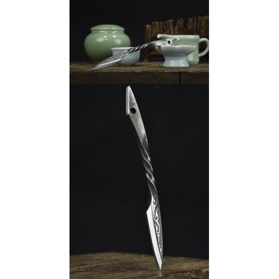 One -in -one Longquan Tea Knife Handmade Tea Knife Stainless Steel Pu'er Tea Knife Black Tea Knife Accessories Guma Tea Kung Fu Tea Steel