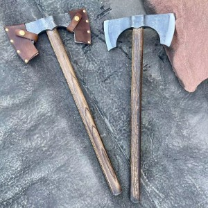 Double -edged ax outdoor open camp Tomahawk full steel forging can be Katana wooden handles
