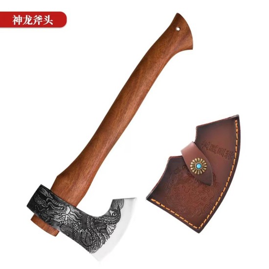 Outdoor ax dragon and phoenix presented ax high -hardness, lipped barrier, firewood and garden firewood town house