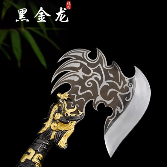 Black Gold Dragon Tomahawk Family Slash Sword Slim and Clamps Integrity Handmade