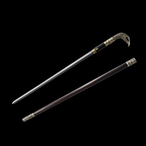 Walking stick sword 32  used to win the civilization stick, black sandalwood pattern, steel belt, lock buckle, and copper fittings with eagle head cane and sword for two people