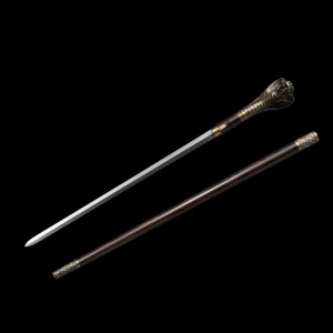 Walking stick sword 29  Cobra cane Bronze civilized stick Black sandalwood patterned steel cane sword cane climbing sword