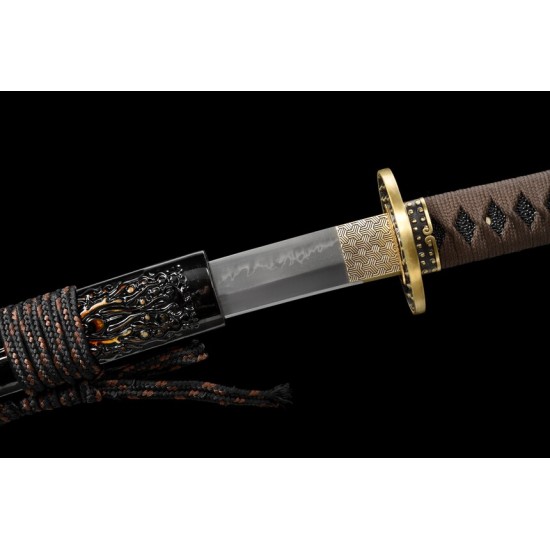 katana 067 Copper T10 Flame Pattern Warrior Blade  (King)